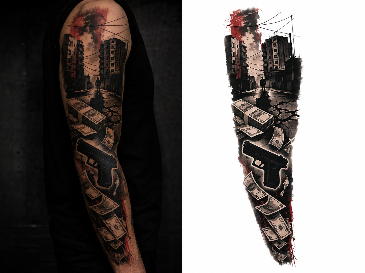 DIRTY MONEY DISTRICT tattoo model preview